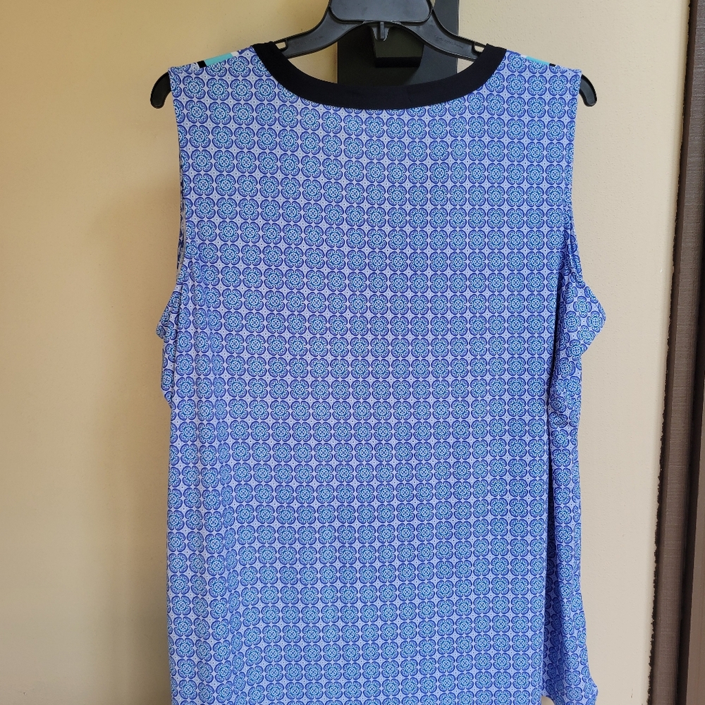 Jones New York Signature Sleeveless Geo Print Top-2X - Picture 2 of 7